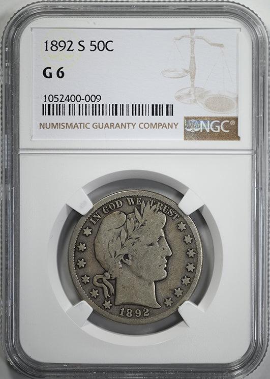 1892-S Barber Half Dollar 50C NGC G6