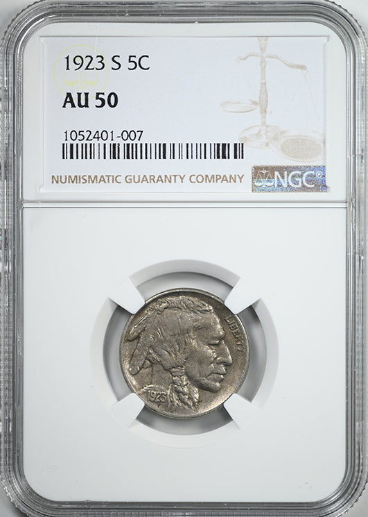 1923-S Buffalo Nickel 5C NGC AU50