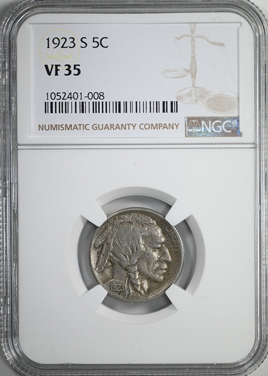 1923-S Buffalo Nickel 5C NGC VF35