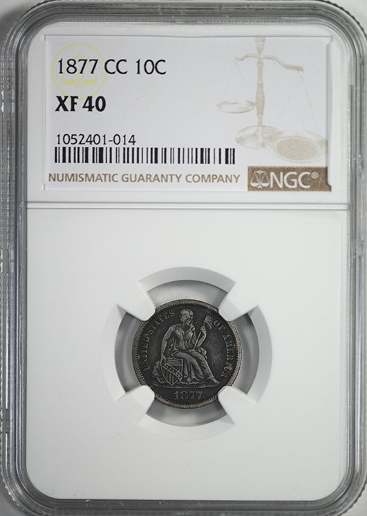 1877-CC Liberty Seated Dime 10C NGC XF40