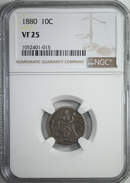 1880 Liberty Seated Dime 10C NGC VF25