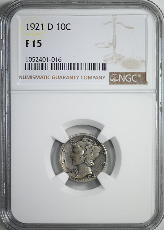 1921-D Mercury Dime 10C NGC F15