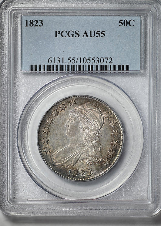 1823 Capped Bust Half Dollar 50C PCGS AU55 - REVERSE TONED!