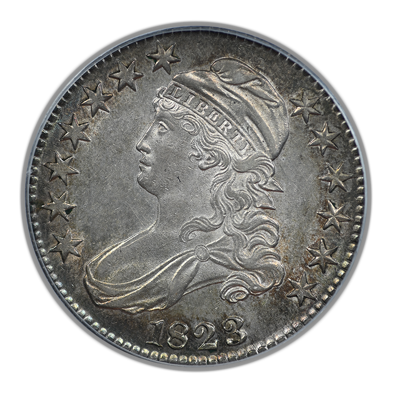 1823 Capped Bust Half Dollar 50C PCGS AU55 - REVERSE TONED!