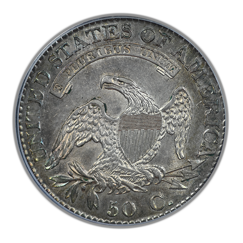 1823 Capped Bust Half Dollar 50C PCGS AU55 - REVERSE TONED!