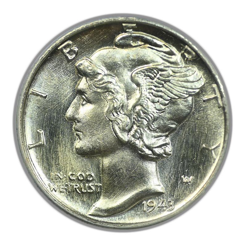 1943-D Mercury Dime 10C PCGS MS66FB CAC - Full Bands