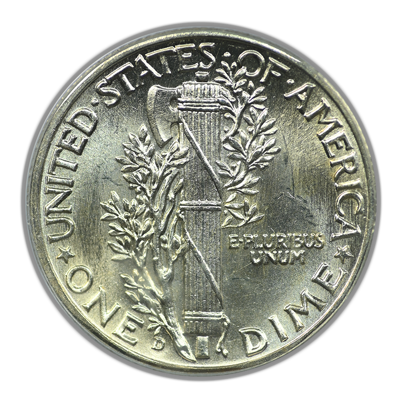 1943-D Mercury Dime 10C PCGS MS66FB CAC - Full Bands