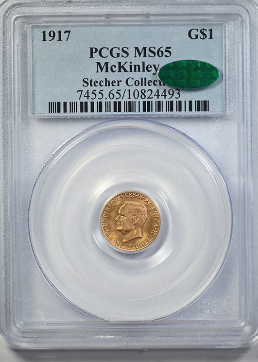 1917 McKinley Classic Commemorative Gold Dollar G$1 PCGS MS65 CAC Obverse Slab