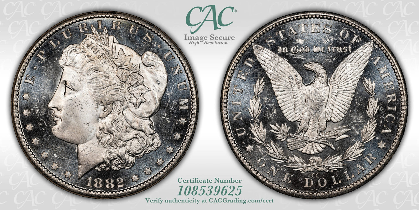 1882-CC Morgan Dollar $1 CAC MS64DMPL - Deep Mirror Prooflike