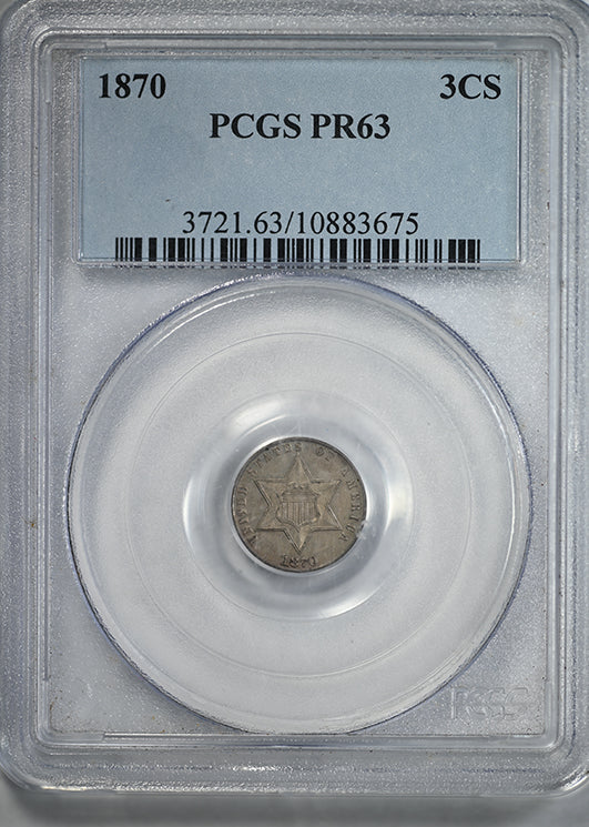 1870 Proof Three Cent Silver Piece 3CS PCGS PR63