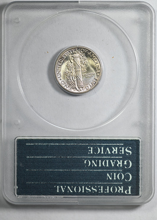 1939-D Mercury Dime 10C PCGS Rattler MS65FB - Full Bands - 108 Serial Number