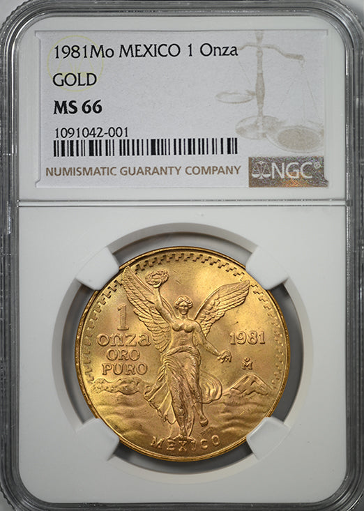 1981 Mo Mexico Gold 1 Onza NGC MS66