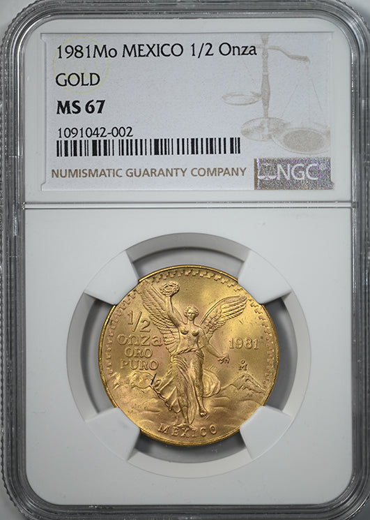 1981 Mo Mexico Gold 1/2 Onza NGC MS67