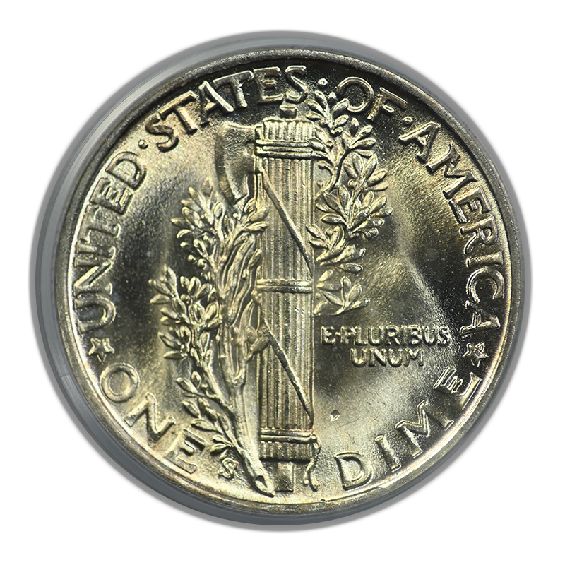 1942-S Mercury Dime 10C PCGS MS65FB - Full Bands