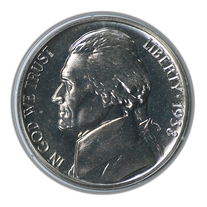 1938 Proof Jefferson Nickel 5C PCGS Rattler PR64