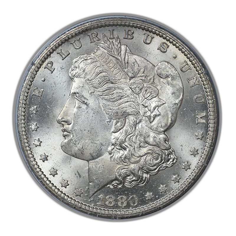 1880-CC Morgan Dollar $1 PCGS Rattler MS63 CAC