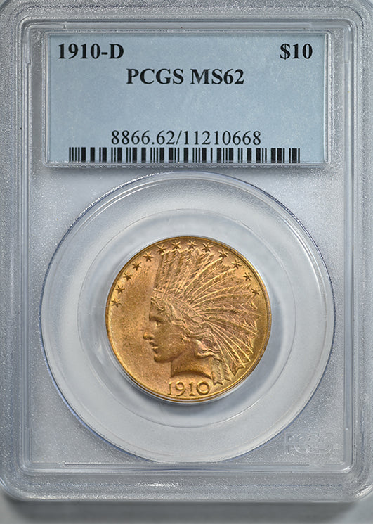 1910-D Indian Head Gold Eagle $10 PCGS MS62