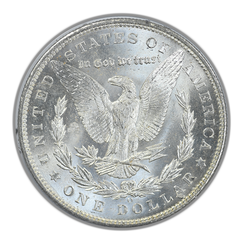 1904-O Morgan Dollar $1 PCGS Rattler MS63 Gold CAC Reverse