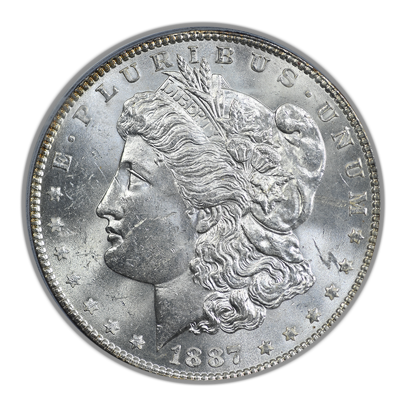 1887/6 Morgan Dollar $1 PCGS MS63