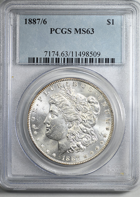 1887/6 Morgan Dollar $1 PCGS MS63