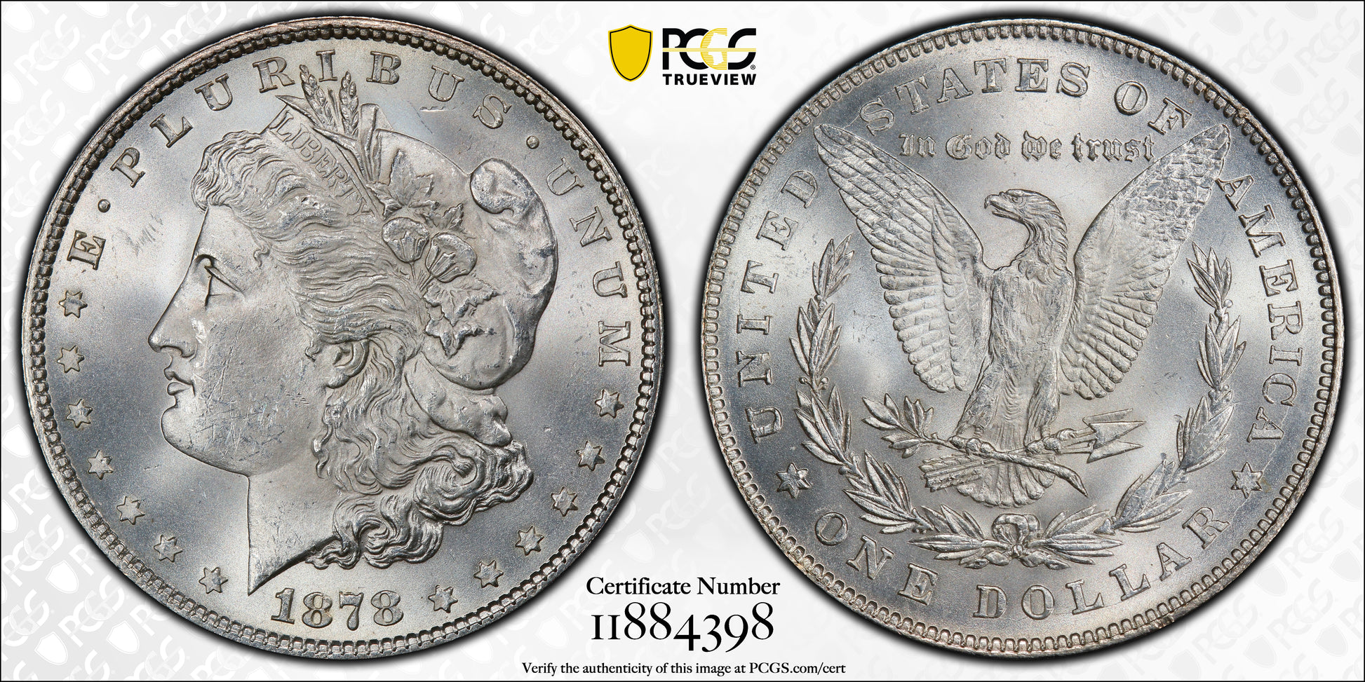 1878 7/8TF Morgan Dollar $1 PCGS MS64 - Strong