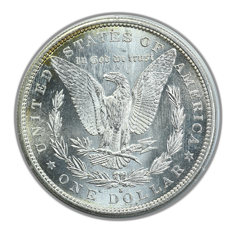 1879-S Morgan Dollar $1 PCGS Rattler MS63 CAC Reverse