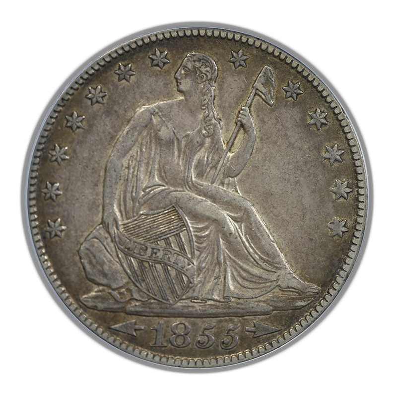 1855-O Liberty Seated Half Dollar 50C PCGS XF45 CAC - Arrows