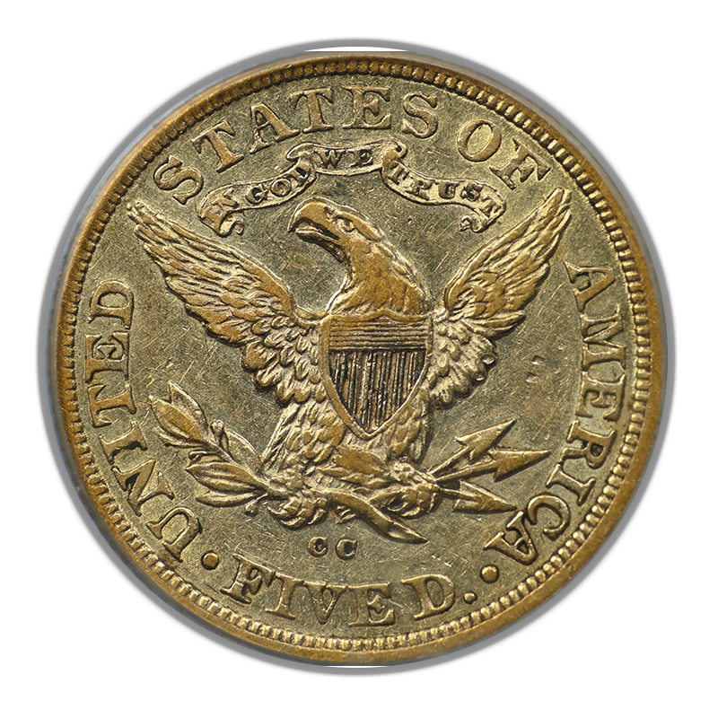 1883-CC Liberty Head Gold Half Eagle $5 PCGS XF45 Reverse