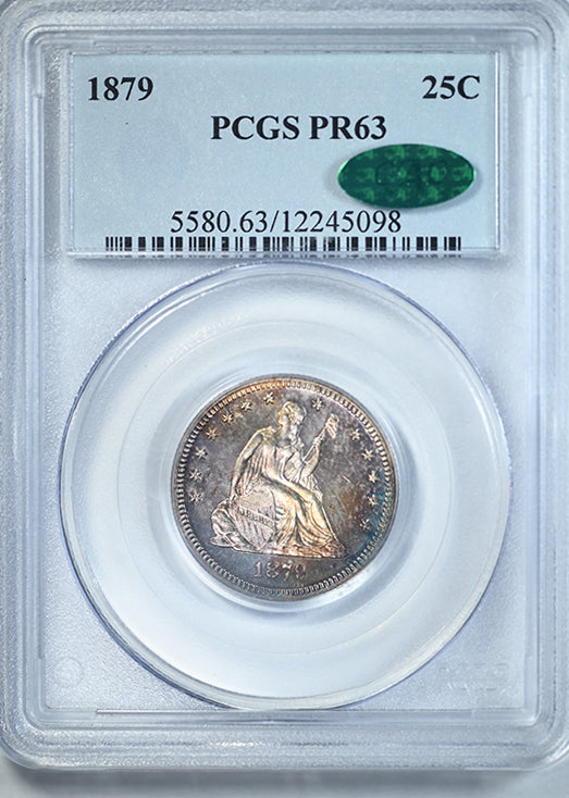 1879 Proof Liberty Seated Quarter 25C PCGS PR63 CAC - TONED!