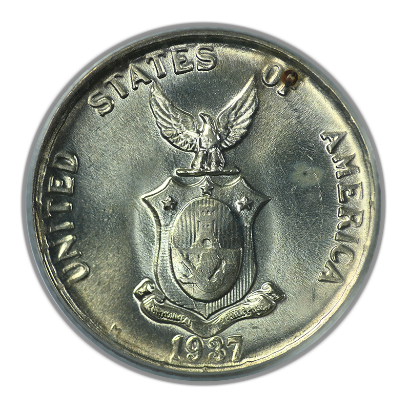 1937-M U.S. Philippines 20C Centavos PCGS MS64