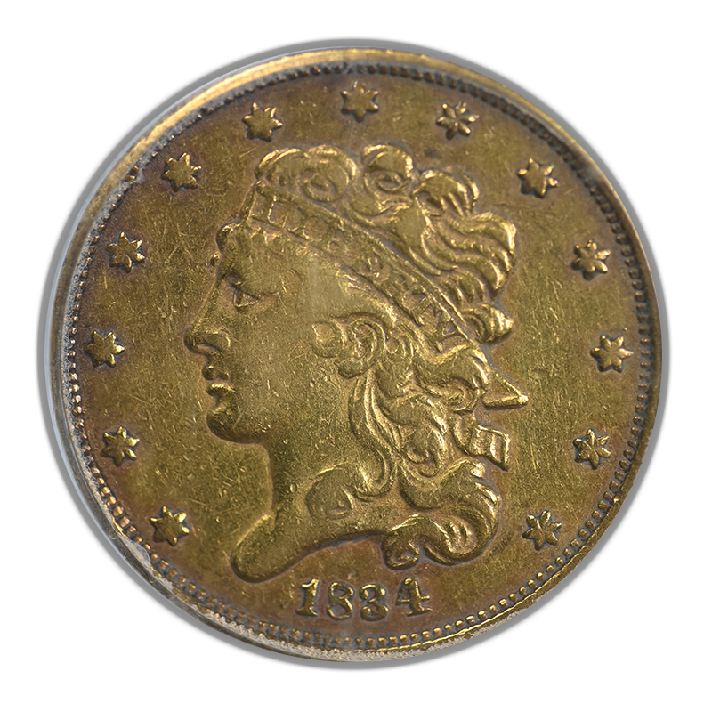 1834 Classic Head Plain 4 Gold Half Eagle $5 PCGS VF35 Obverse