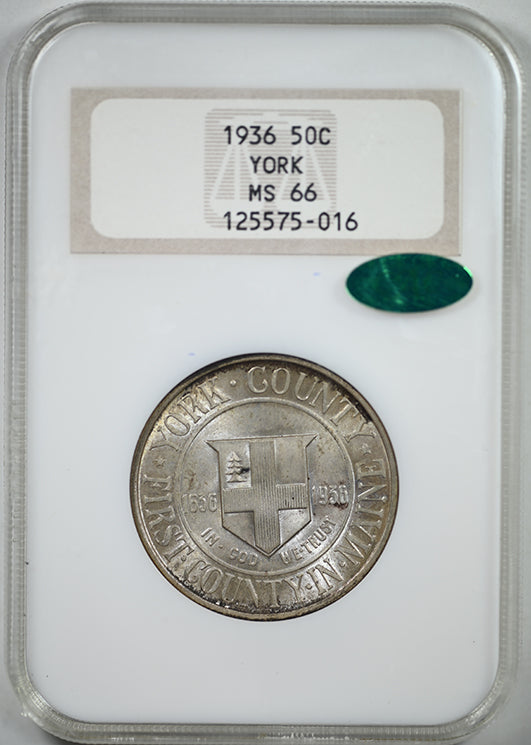 1936 York Classic Commemorative Half Dollar 50C NGC Fatty MS66 CAC