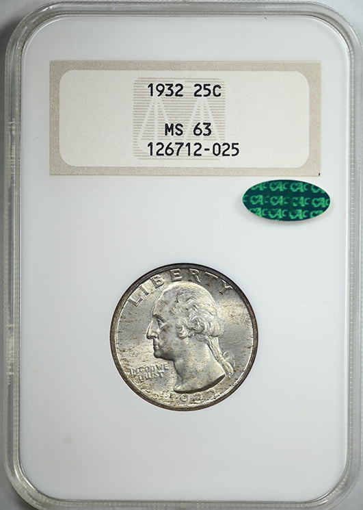 1932 Washington Quarter 25C NGC Fatty MS63 CAC