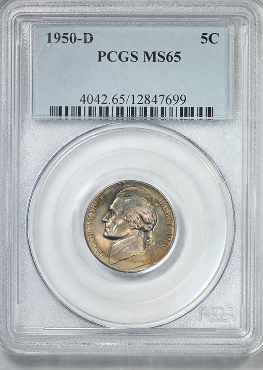 1950-D Jefferson NIckel 5C PCGS MS65 - TONED!
