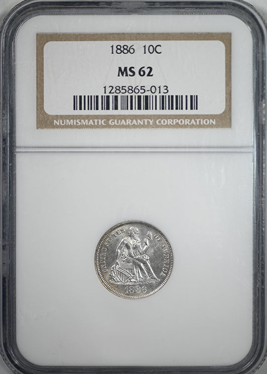 1886 Liberty Seated Dime 10C NGC MS62