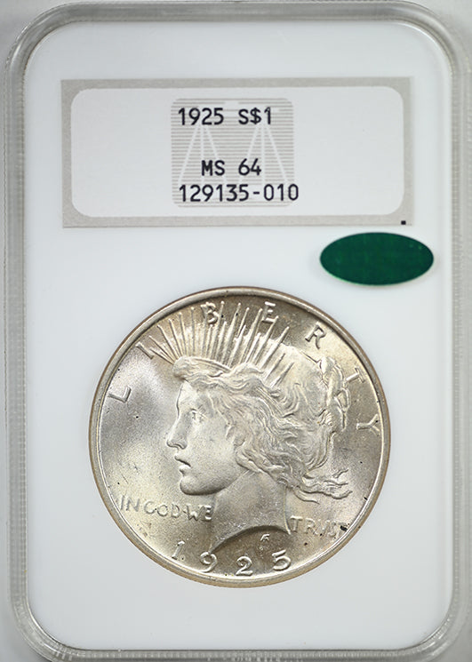 1925 Peace Dollar $1 NGC Fatty MS64 CAC