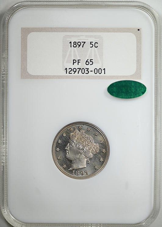 1897 Proof Liberty V-Nickel 5C NGC Fatty PF65 CAC