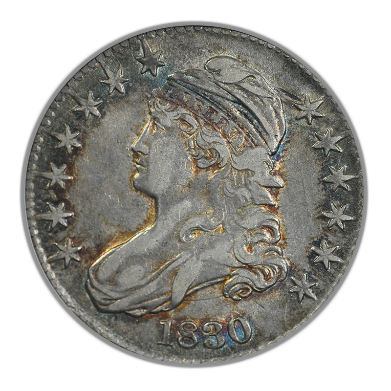 1830 Capped Bust Half Dollar 50C ANACS Soapbox EF45 - TONED! Obverse