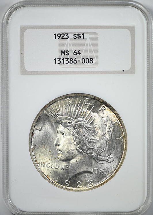 1923 Peace Dollar $1 NGC Fatty MS64 Obverse Slab