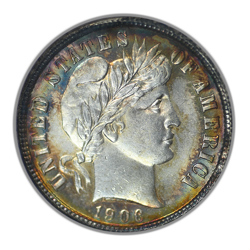 1906-D Barber Dime 10C NGC MS64 - TONED!