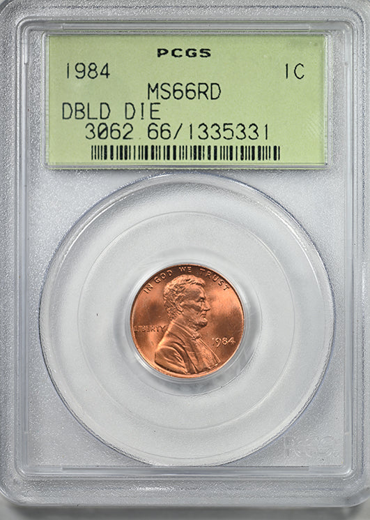 1984 Doubled Die Obverse Lincoln Memorial Cent 1C PCGS MS66RD OGH