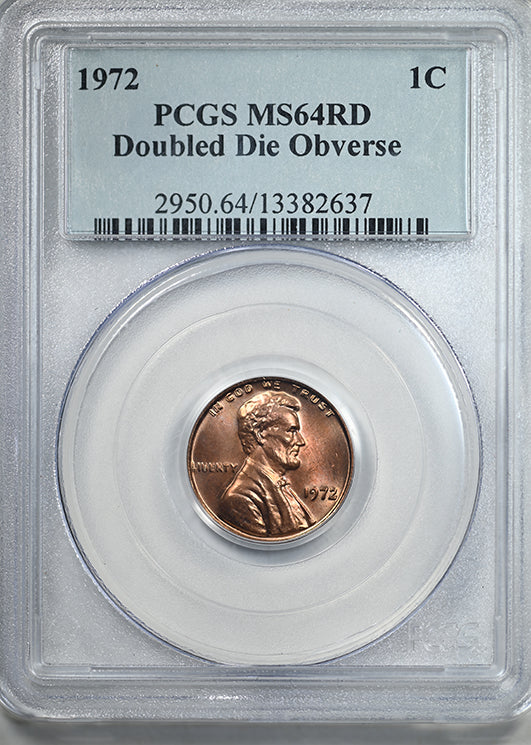 1972 Doubled Die Obverse Lincoln Memorial Cent 1C PCGS MS64RD