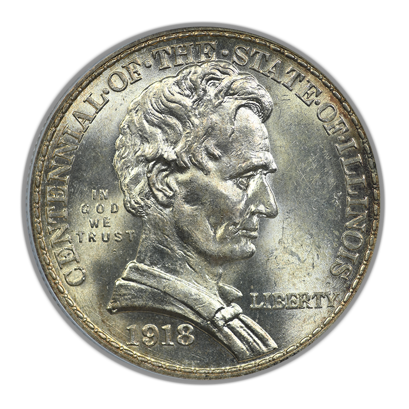 1918 Lincoln Illinois Classic Commemorative Half Dollar 50C PCGS MS63