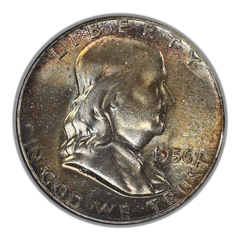 1956 Franklin Half Dollar 50C NGC Fatty MS65 CAC - TONED!