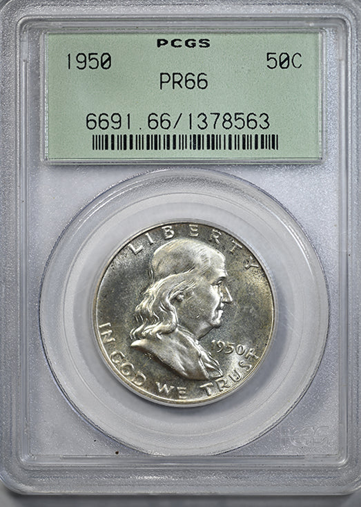 1950 Proof Franklin Half Dollar 50C PCGS PR66 OGH
