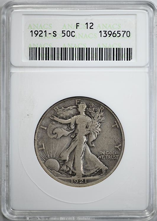 1921-S Walking Liberty Half Dollar 50C ANACS Soapbox F12