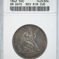 1842 Liberty Seated Half Dollar 50C ANACS Soapbox EF40 - Small Date - Reverse Rim Cud