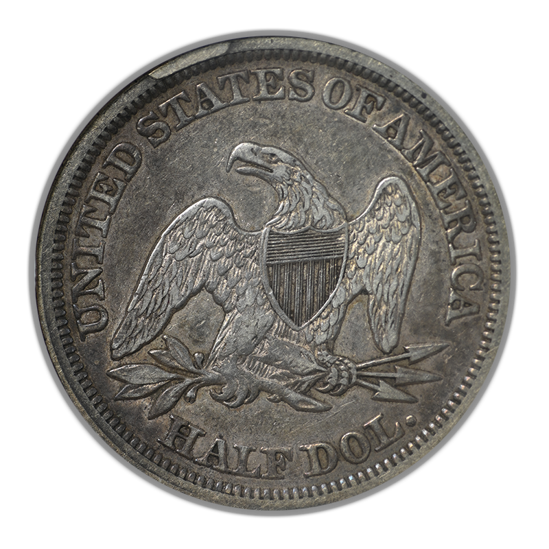 1842 Liberty Seated Half Dollar 50C ANACS Soapbox EF40 - Small Date - Reverse Rim Cud