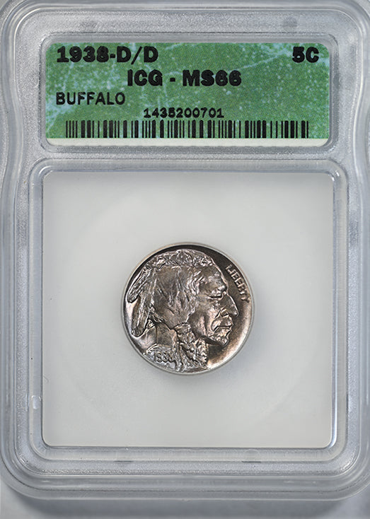 1938-D/D Buffalo Nickel 5C ICG MS66
