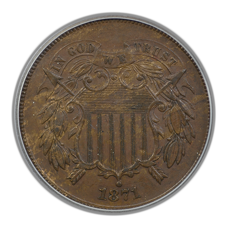 1871 Two Cent Piece 2C ICG XF45